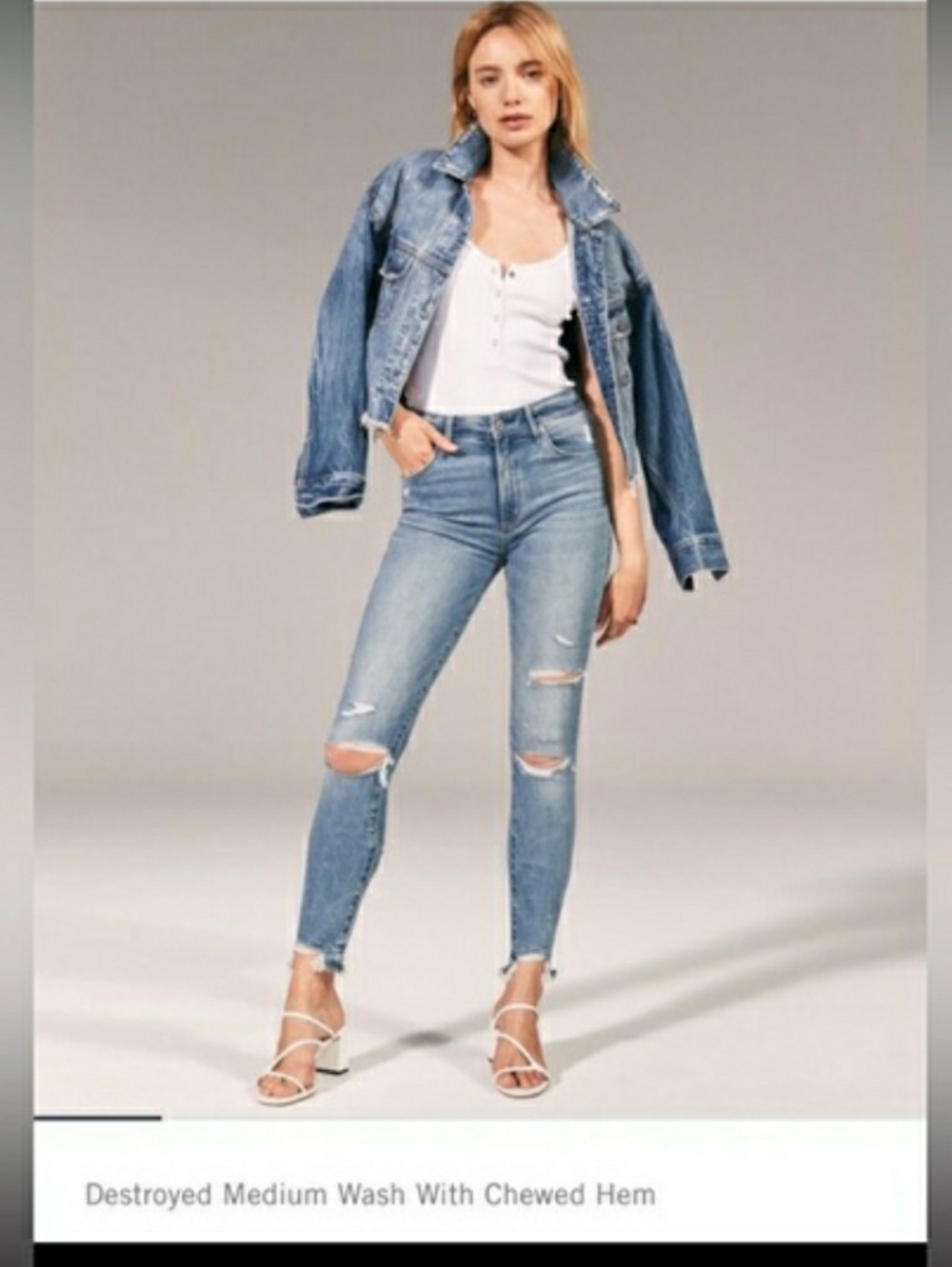 Abercrombie and Fitch Super Skinny Ankle Distressed Mid-Rise Jeans Size 24/00